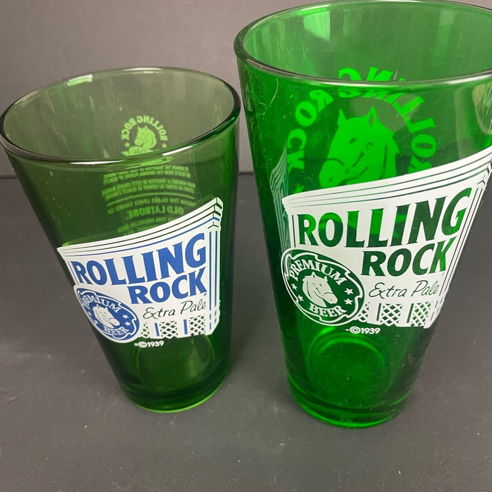 Green Rolling Rock Pint Glass Set